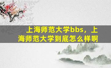 上海师范大学bbs，上海师范大学到底怎么样啊