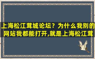 上海松江茸城论坛？为什么我别的网站我都能打开,就是上海松江茸城论坛打不开