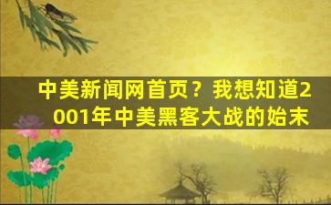 中美新闻网首页？我想知道2001年中美黑客大战的始末