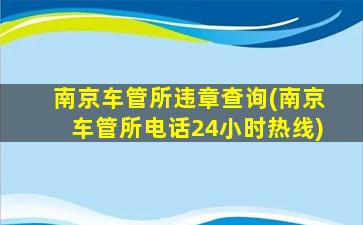 南京车管所违章查询(南京车管所电话24小时热线)