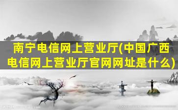 南宁电信网上营业厅(*广西电信网上营业厅*网址是什么)