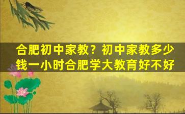 合肥初中家教？初中家教*一小时合肥学大教育好不好