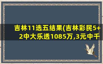 吉林11选五结果(吉林彩民5+2中大乐透1085万,3元中千万大奖可能吗)