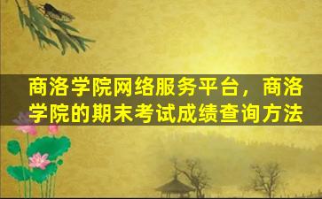 商洛学院网络服务平台，商洛学院的期末考试成绩查询方法