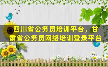 四川省公务员培训平台，甘肃省公务员网络培训登录平台