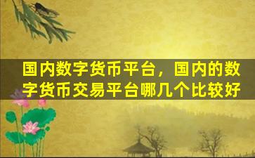 国内数字货币平台，国内的数字货币交易平台哪几个比较好插图