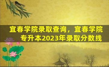 宜春学院录取查询，宜春学院专升本2023年录取分数线