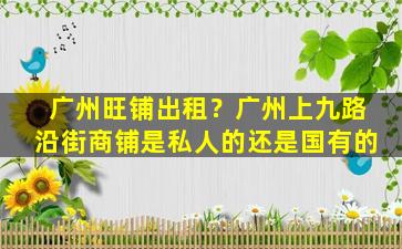 广州旺铺出租？广州上九路沿街商铺是私人的还是国有的