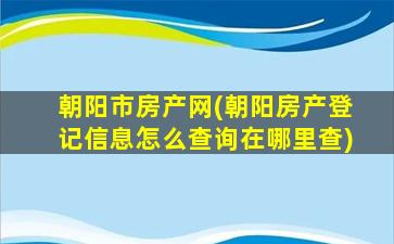 朝阳市房产网(朝阳房产登记信息怎么查询在哪里查)