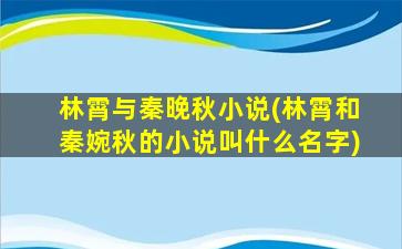 林霄与秦晚秋小说(林霄和秦婉秋的小说叫什么名字)