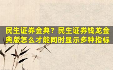 民生证券金典？民生证券钱龙金典版怎么才能同时显示多种指标插图