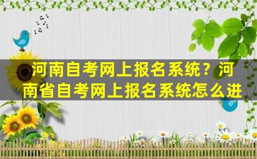 河南自考网上报名系统？河南省自考网上报名系统怎么进插图