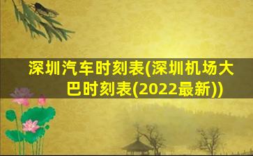 深圳汽车时刻表(深圳机场大巴时刻表(2022最新))插图