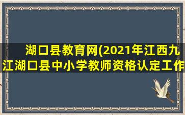 湖口县教育网(2021年江西九江湖口县中小学教师资格认定工作的通知)插图