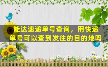 能达速递单号查询，用快递单号可以查到发往的目的地吗插图