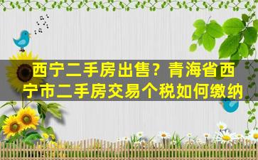 西宁二手房*？青海省西宁市二手房交易个税如何缴纳