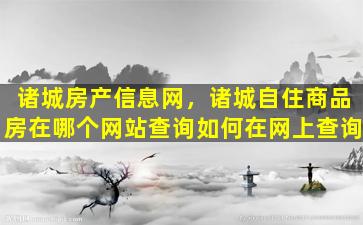 诸城房产信息网，诸城自住商品房在哪个网站查询如何在网上查询