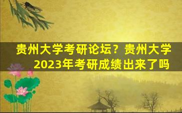 贵州大学考研论坛？贵州大学2023年考研成绩出来了吗