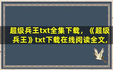 超级兵王txt全集下载，《超级兵王》txt下载在线阅读全文,求百度网盘云资源插图