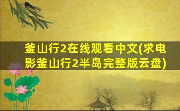 釜山行2在线观看中文(求电影釜山行2半岛完整版云盘)