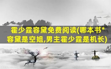 霍少霆容黛免费阅读(哪本书*容黛是空姐,男主霍少霆是机长)插图