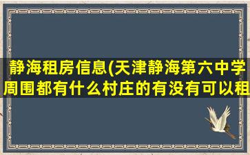 静海租房信息(天津静海第六中学周围都有什么村庄的有没有可以租用的住房)插图